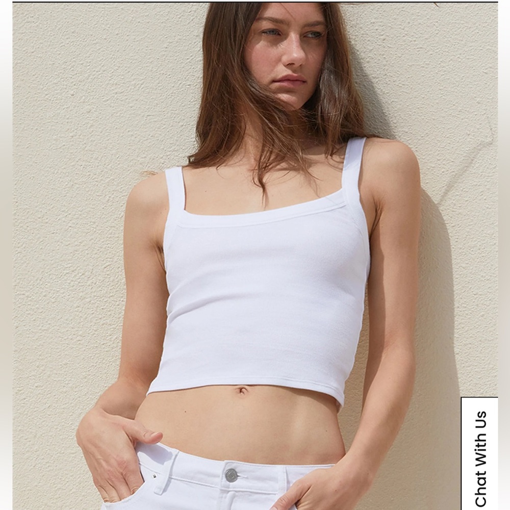 PacSun Annie Stretch Cotton Tank Top white medium NWT - Picture 2 of 3